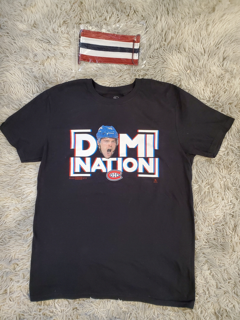 NWOT DOMI NATION Montreal Canadiens Black Graphic Tee And Canadians Face Mask